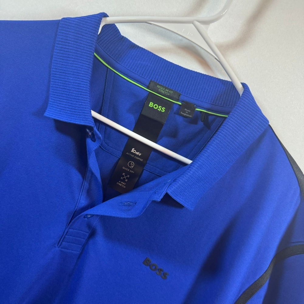 Hugo Boss Mens XXL Blue S.Cafe Active Coffee Quick Dry Stretch Polo Shirt